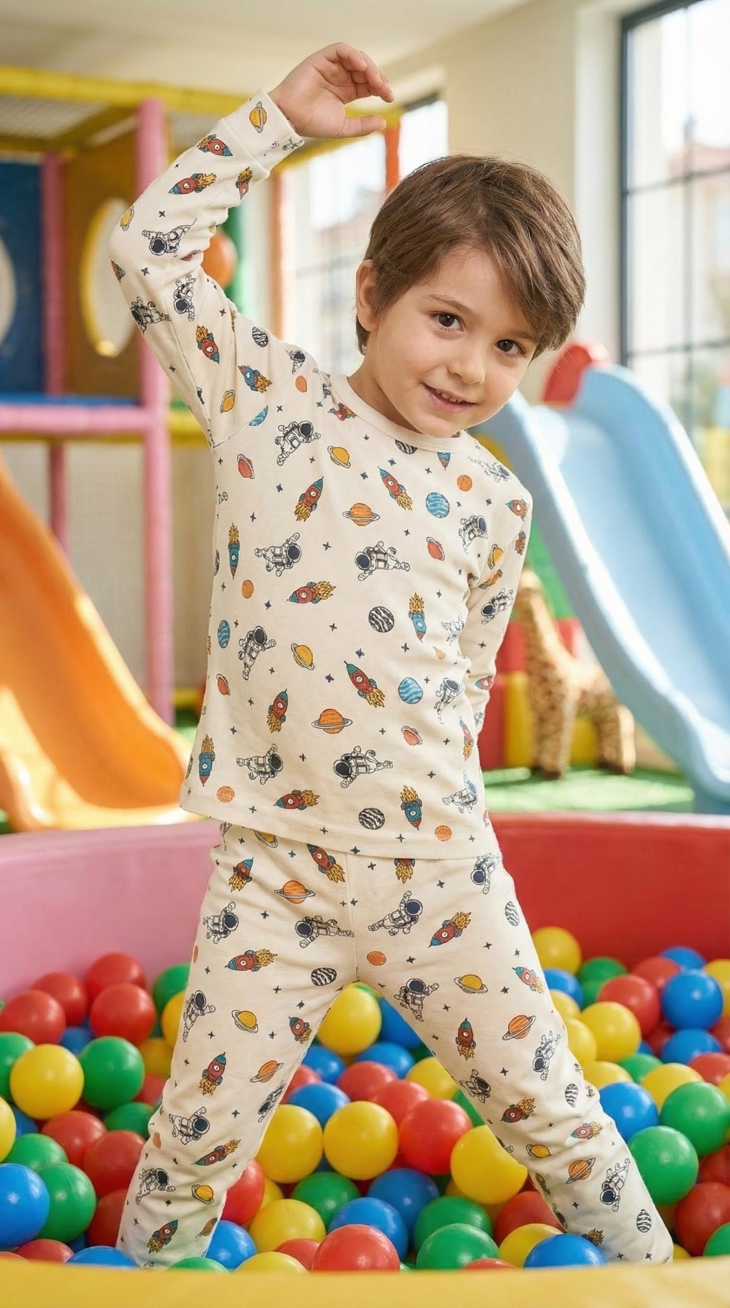 Uzun Kollu Astronot Pijama Takım - Görsel 2