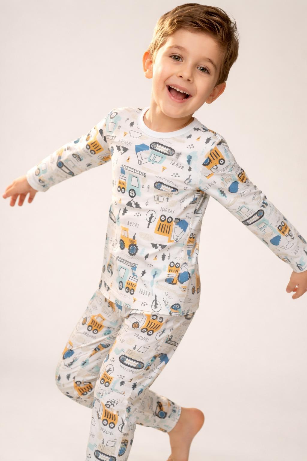 Uzun Kollu Kepçe Desenli Pijama Takım