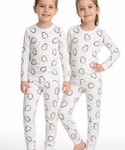Alternative view of Uzun Kollu Penguen Desenli Çocuk Pijama Takım