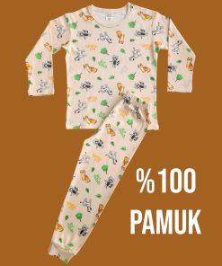 Uzun Kollu Kaplan Desenli Pijama Takım