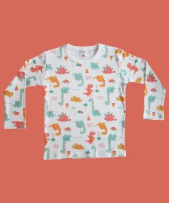 Alternative view of Uzun Kollu Pembe Dinozor Desenli Pijama Takım