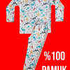 Uzun Kollu Kırmızı Dinozor Desenli Pijama Takım