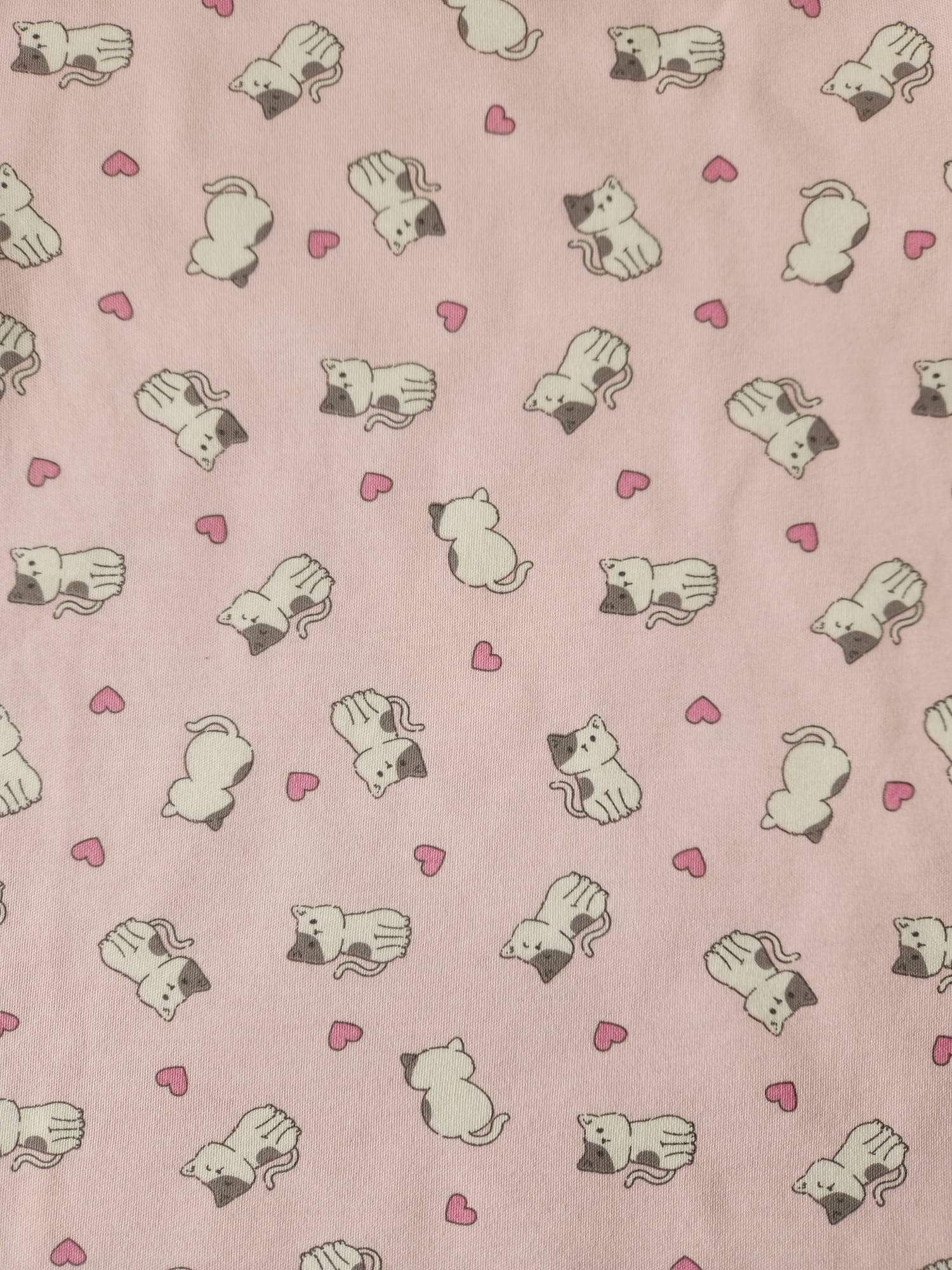 Kısa Kollu Pembe Kedi Desenli Pijama Takım - Görsel 6