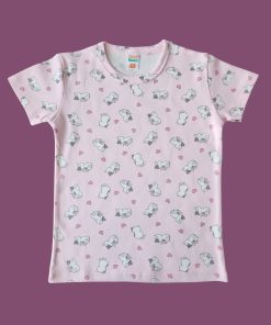 Alternative view of Kısa Kollu Pembe Kedi Desenli Pijama Takım
