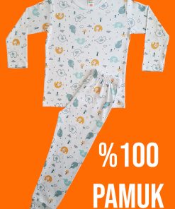 Uzun Kollu Sarı Fil Desenli Pijama Takım