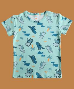 Alternative view of Kısa Kollu Yeşil Dinozor Desenli Pijama Takım