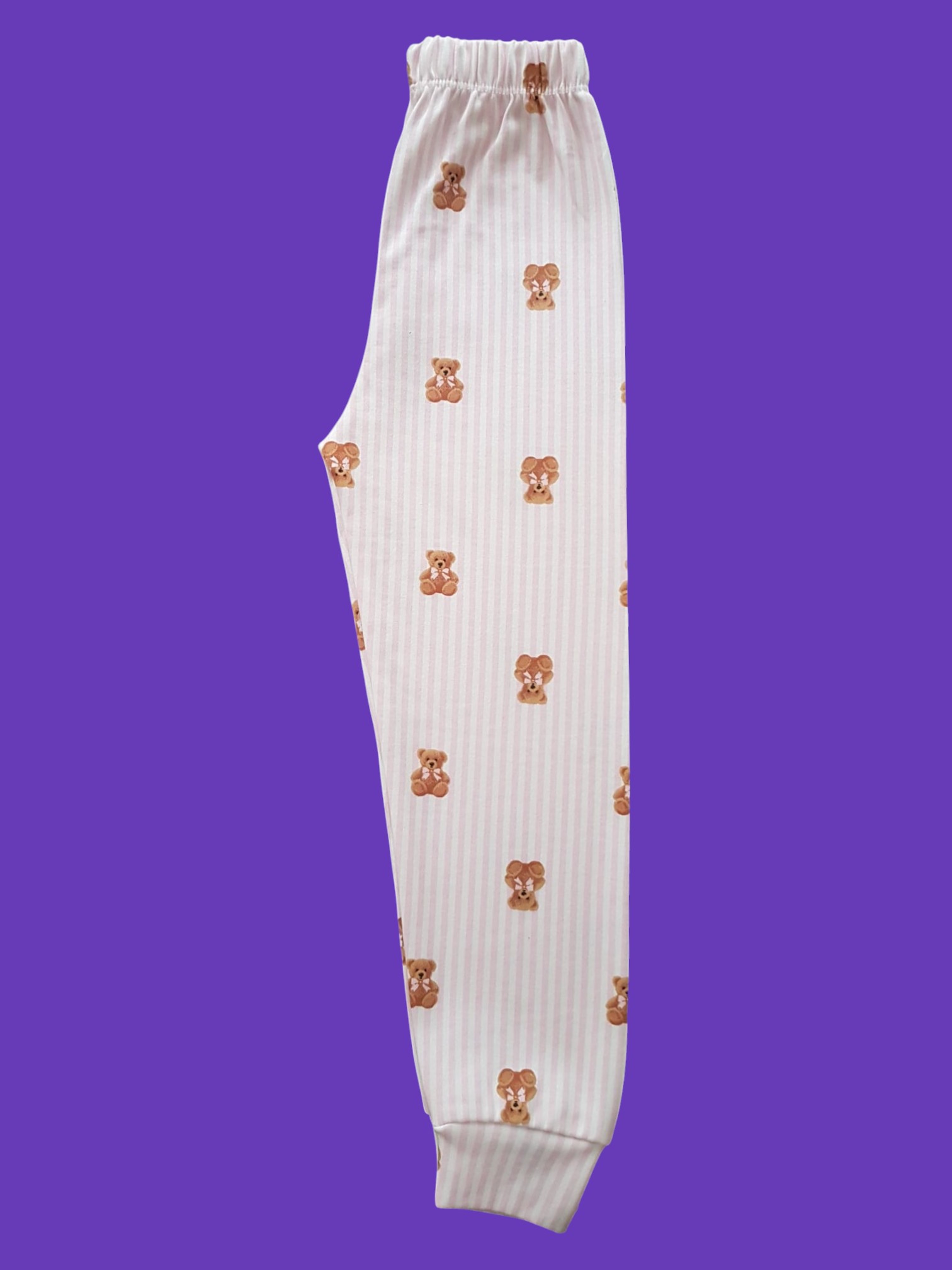Kısa Kollu Çizgili Ayı Pijama Takım - Görsel 4