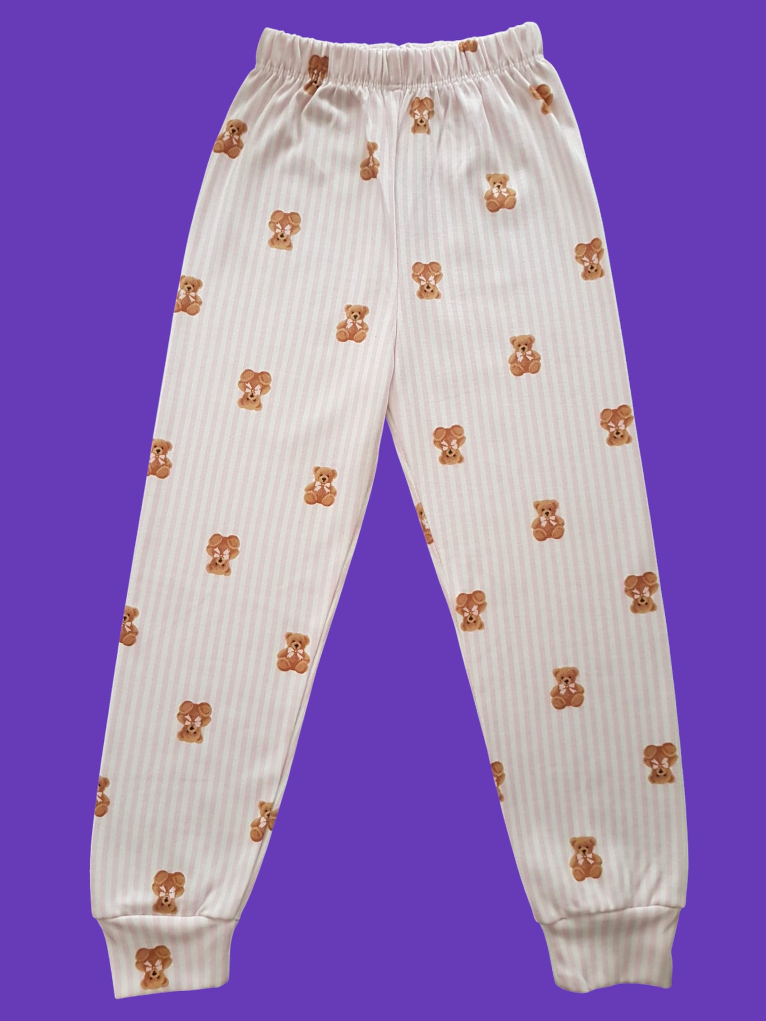 Kısa Kollu Çizgili Ayı Pijama Takım - Görsel 3