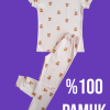Kısa Kollu Çizgili Ayı Pijama Takım