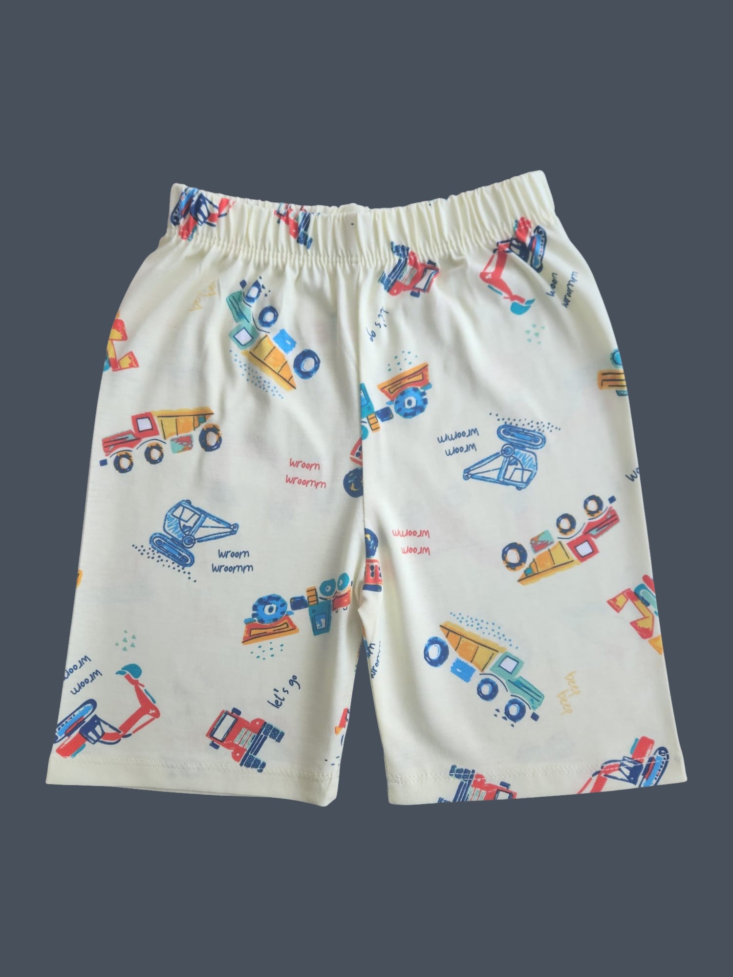 %100 Pamuk Sarı Vinç Çocuk Şort Takımı - Görsel 3