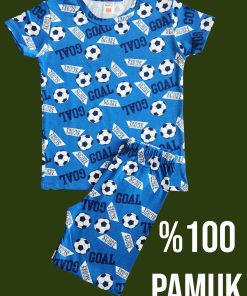 %100 Pamuk Futbol Desenli Çocuk Şort Takımı